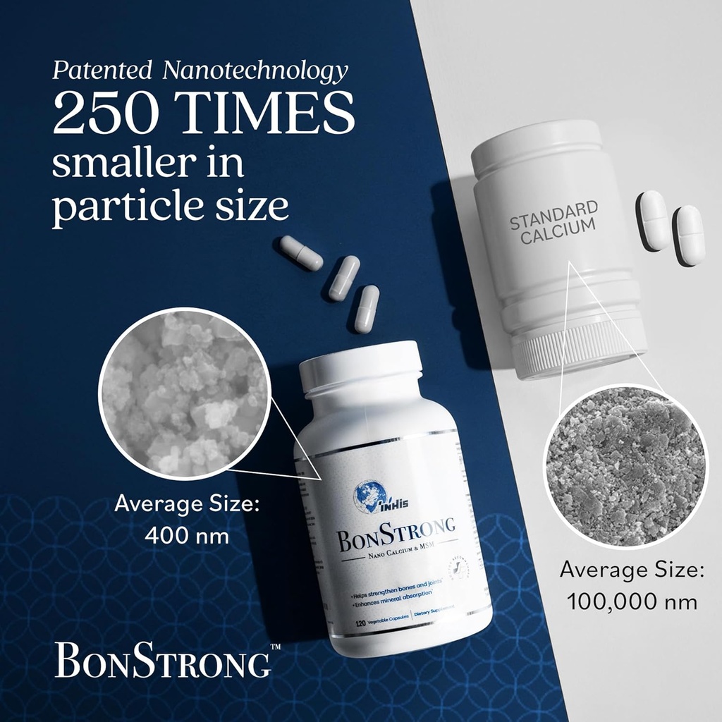 Nano Calcium Supplement – 7-in-1 Bone Support with MSM, Vitamin D3, K1, Magnesium, Zinc – High Absorption Calcium for Women & Men – Vitamins for Bones & Joints – Made in USA – 120 Capsules 4