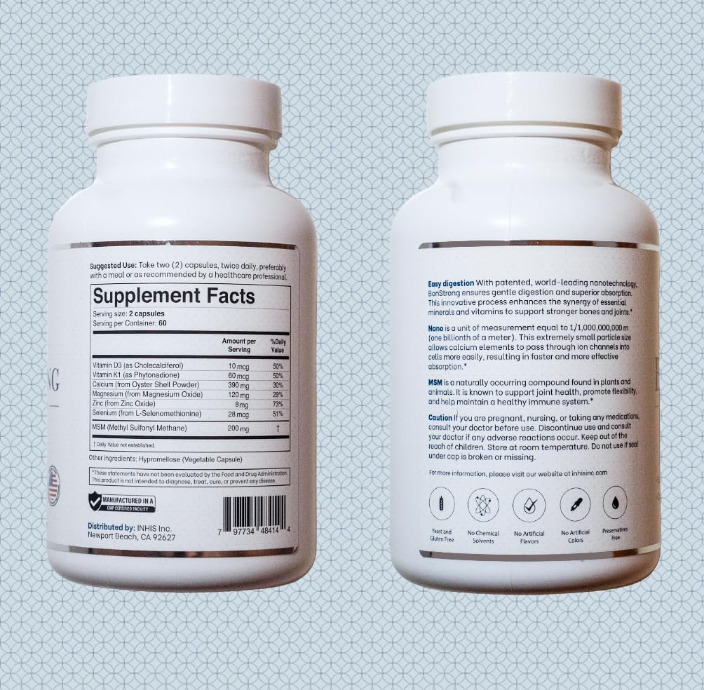 Nano Calcium Supplement – 7-in-1 Bone Support with MSM, Vitamin D3, K1, Magnesium, Zinc – High Absorption Calcium for Women & Men – Vitamins for Bones & Joints – Made in USA – 120 Capsules 6