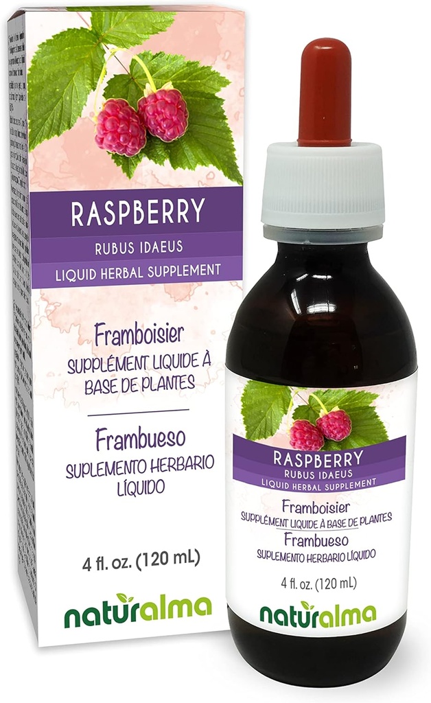 Naturalma Raspberry (Rubus idaeus) Leaf Alcohol-Free Tincture - 4 fl oz Liquid Extract in Drops - Herbal Supplement - Vegan 2