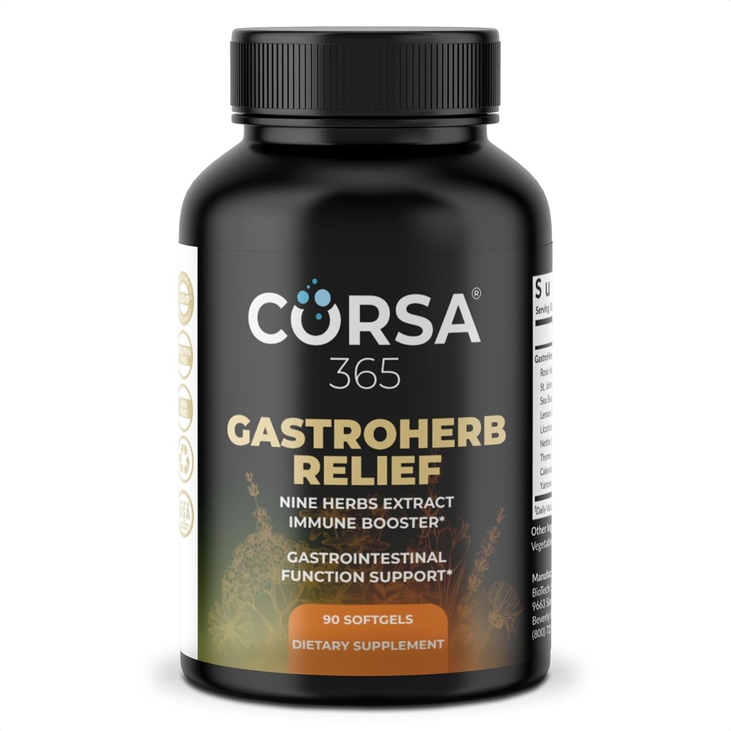 Gastroherb 9 Herb Extract - Airborne Immune Support Supplement - St Johns Wort Licorice Root Thyme Oil Immunity Supplement - Digestive Enzymes Immune System Booster - 90 Softgels 2
