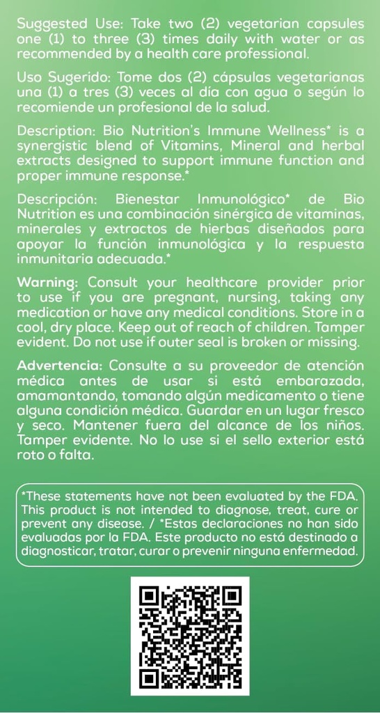 Bio Nutrition Immune Wellness Supplement 60 Vegetarian Capsules | Olive Leaf and Oregano | Minerals and Antioxidants for General Health Support | Immune Support 5