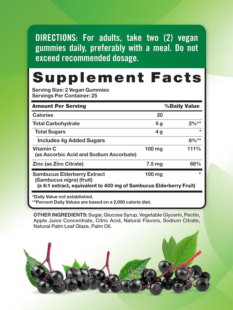 Nature's Truth Black Elderberry Gummies | 50 Vegan Gummies | with Vitamin C and Zinc | Berry Flavor | Vegan, Non-GMO, and Gluten Free Supplement 3