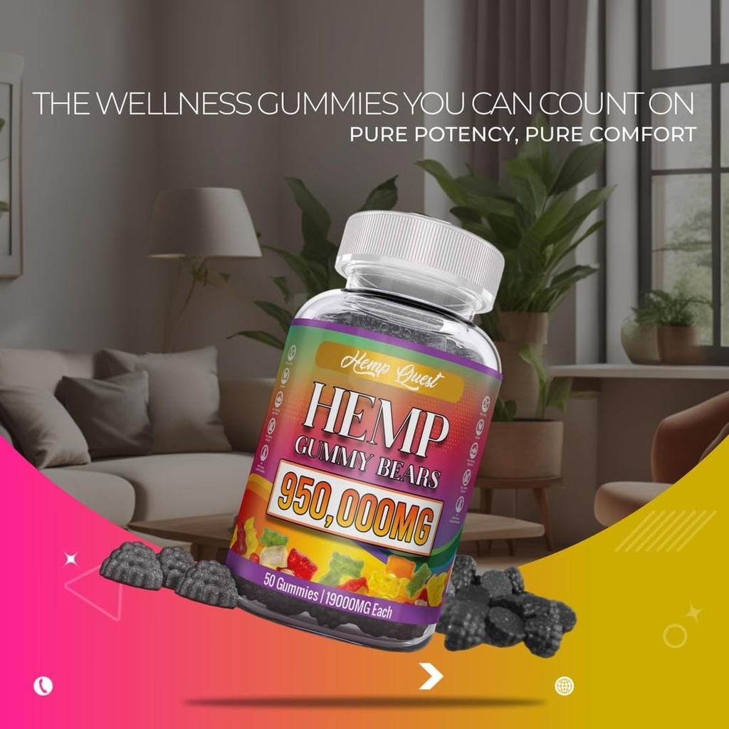 Hemp Gummies Neuropathy Nerve Support Supplement High Potency - Natural Health Pure Extra Strength with Hemp Oil Extract Vegan Edibles for Adults Vegan, Low Sugar, Made in USA 5