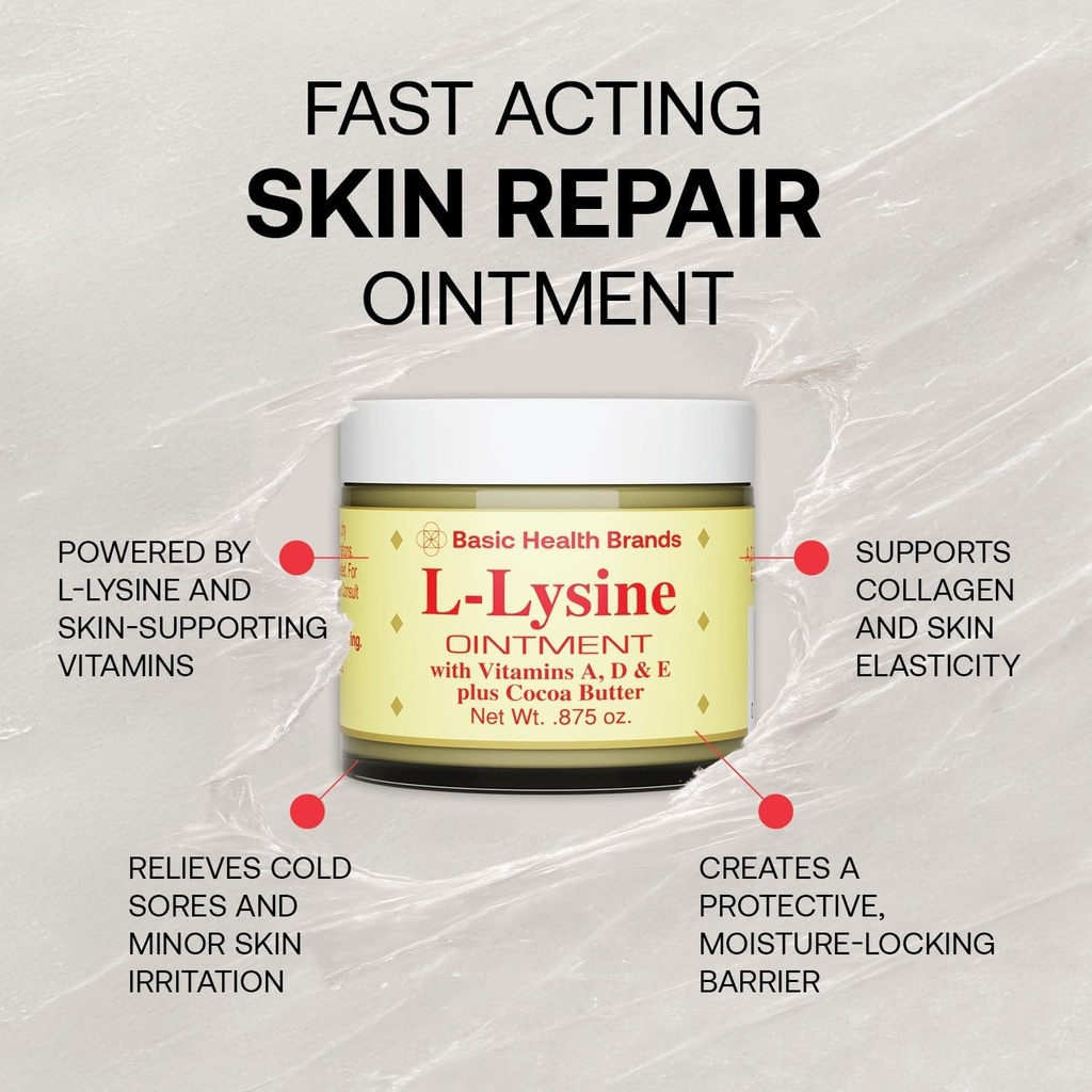 Basic Brands L-Lysine Lip Ointment with Camphor, Menthol, Vitamin A & E, 0.875 oz 3