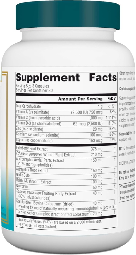 Source Naturals Wellness ImmuneSmart - for Core Daily Immune Support*, with Vitamins A, C, and D, Zinc, Elderberry, Echinacea, Andrographis, Turkey Tail and Garlic - 90 Capsules 3