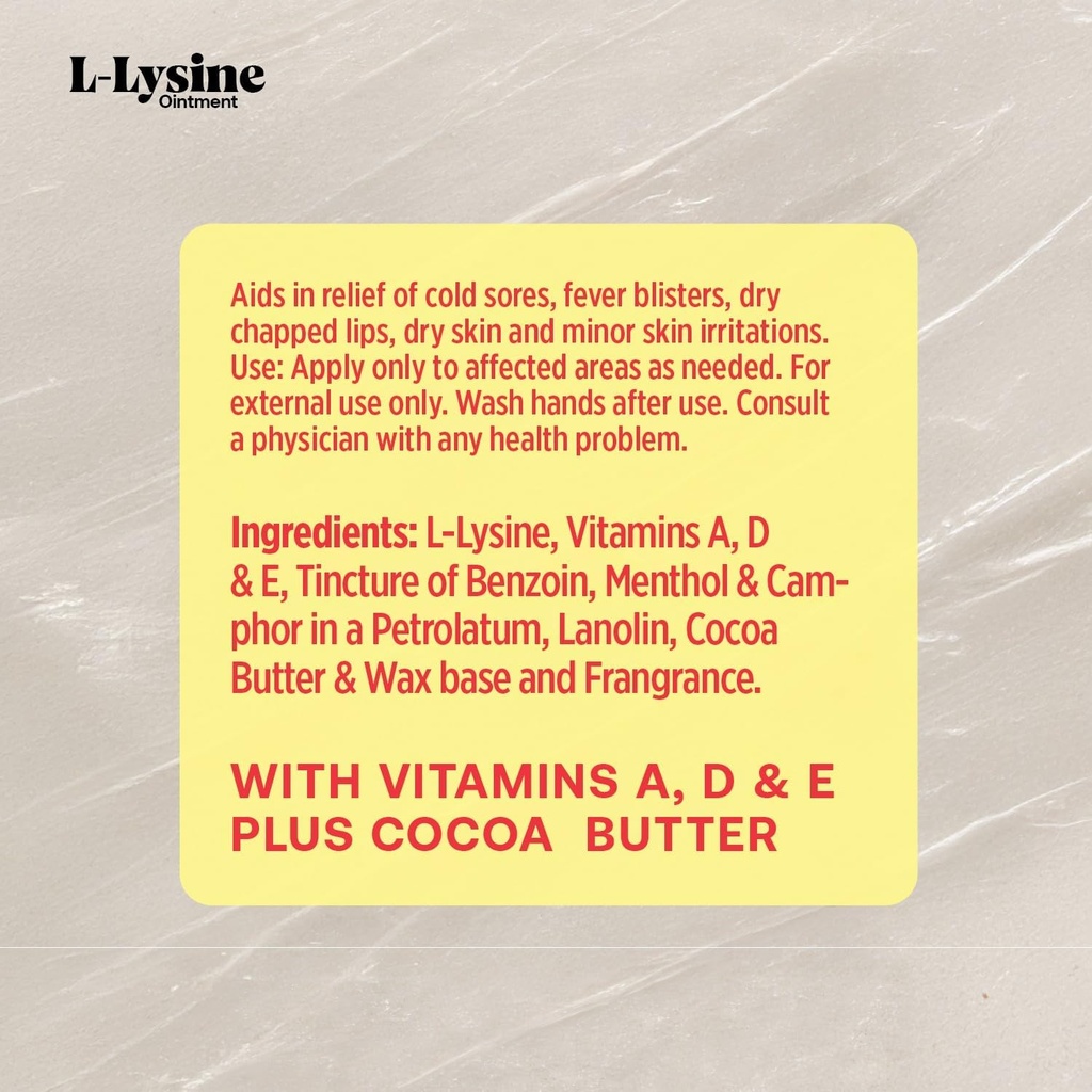 Basic Brands L-Lysine Lip Ointment with Camphor, Menthol, Vitamin A & E, 0.875 oz 6