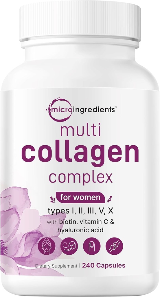 Micro Ingredients Multi Collagen Complex & Vegan Omega 3 Algae Oil Supplement Bundle 2 Pack | Grass-Fed Collagen Peptides | Omega-3 Full Spectrum Alternative to Fish Oil 3