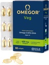 Vegan Omega 3 Supplement OMEGOR Veg - Algae Oil Omega 3 with 250mg EPA and 125mg DHA with Vitamin E - Vegan Society and IFOS Certified (60 Caps) 2