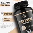 Organic Lions Mane Capsules Dietary Supplement Premium Organic Lions Mane Mushroom Extract | 90 Capsules 5