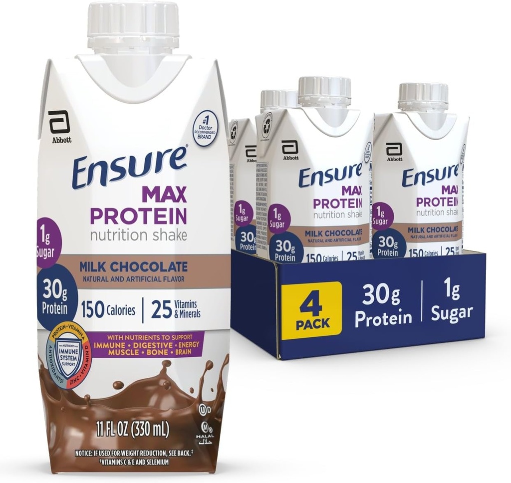 Ensure Max Protein Milk Chocolate Nutrition Shake | 30g Protein, 1g Sugar, 4g Fiber Blend | 4 Pack 2