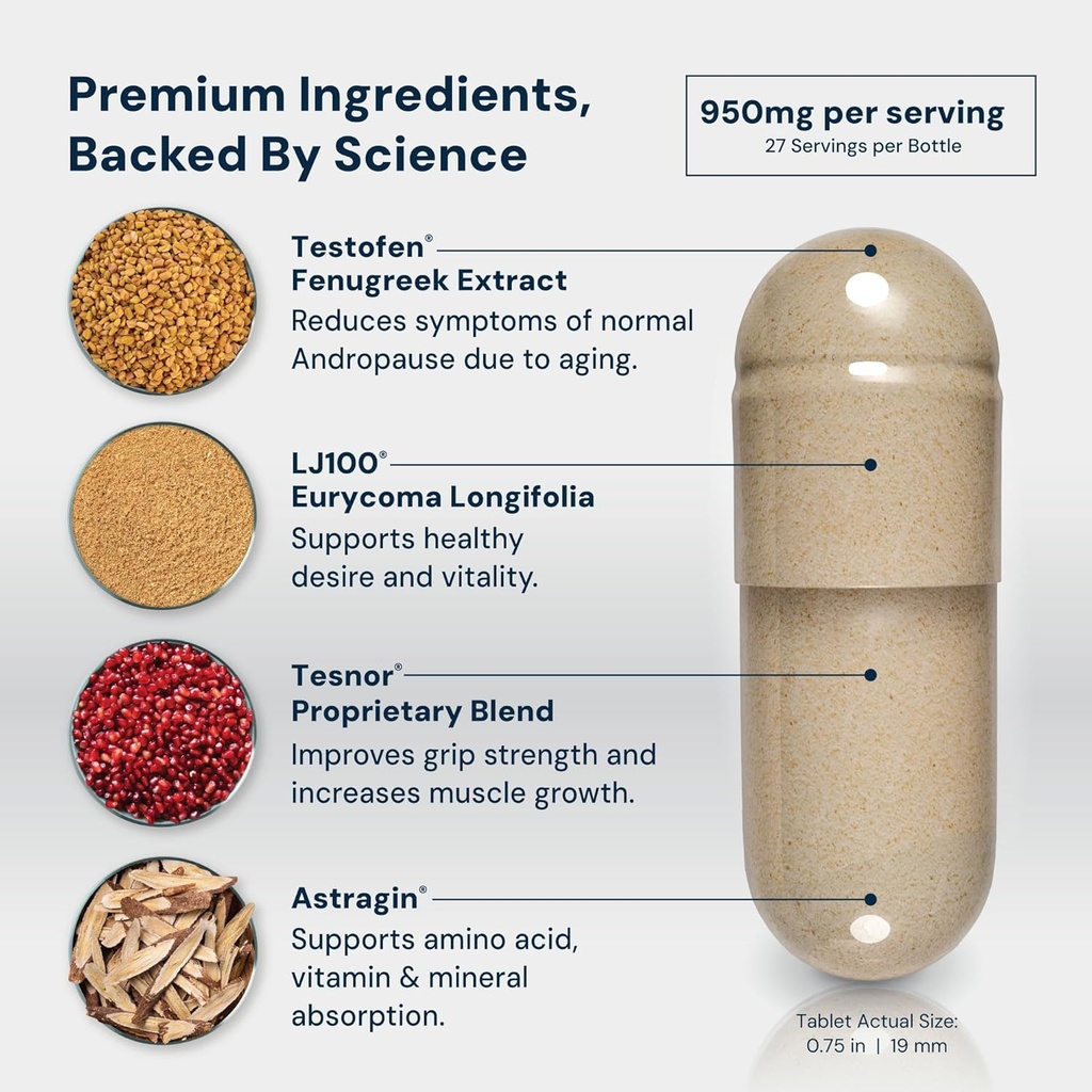 HPN T(5) Testosterone Optimization Booster | Natural Testosterone Supplement with Testofen | Increase Endurance & Energy | Improve Ability to Build Muscle with LJ100 | Vegan Friendly | 81 Capsules 5