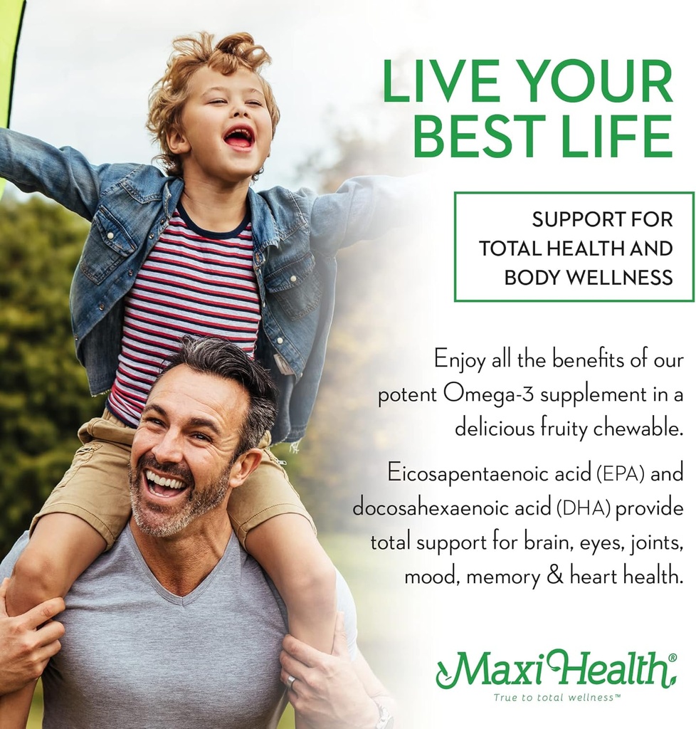 Maxi Health Omega Yums 1000 - Kid Friendly - Fruity Burst Flavor - 110 Softgel Capsules - Kosher 4