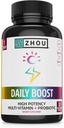 Zhou Daily Boost - Probiotic Multivitamin for Women & Men, Immune Support, Antioxidant & Eye Health Supplement with Vitamin A, Vitamin C, Biotin & Folate for Adults - 30 Veggie Capsules 2