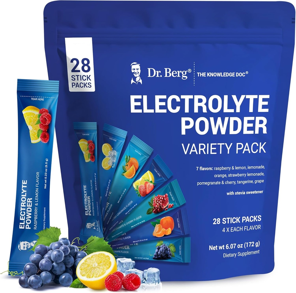 Dr. Berg Sugar Free Electrolyte Powder Packets (Variety Pack) - Daily Electrolyte Drink Mix - 28 Total Hydration Pouches Sugar Free - Keto Electrolytes Powder Packets No Sugar - 7 Delicious Flavors 2