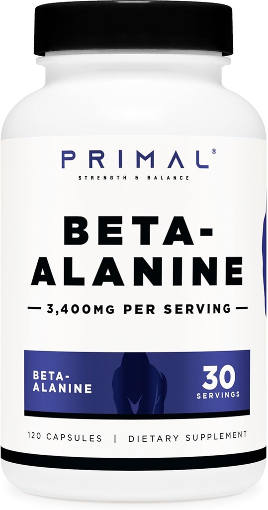 Primal Beta-Alanine Capsules 3400mg (30 Servings, 120 Capsules) - Supplement, Gluten-Free & Non-GMO, 850mg Per Cap 2