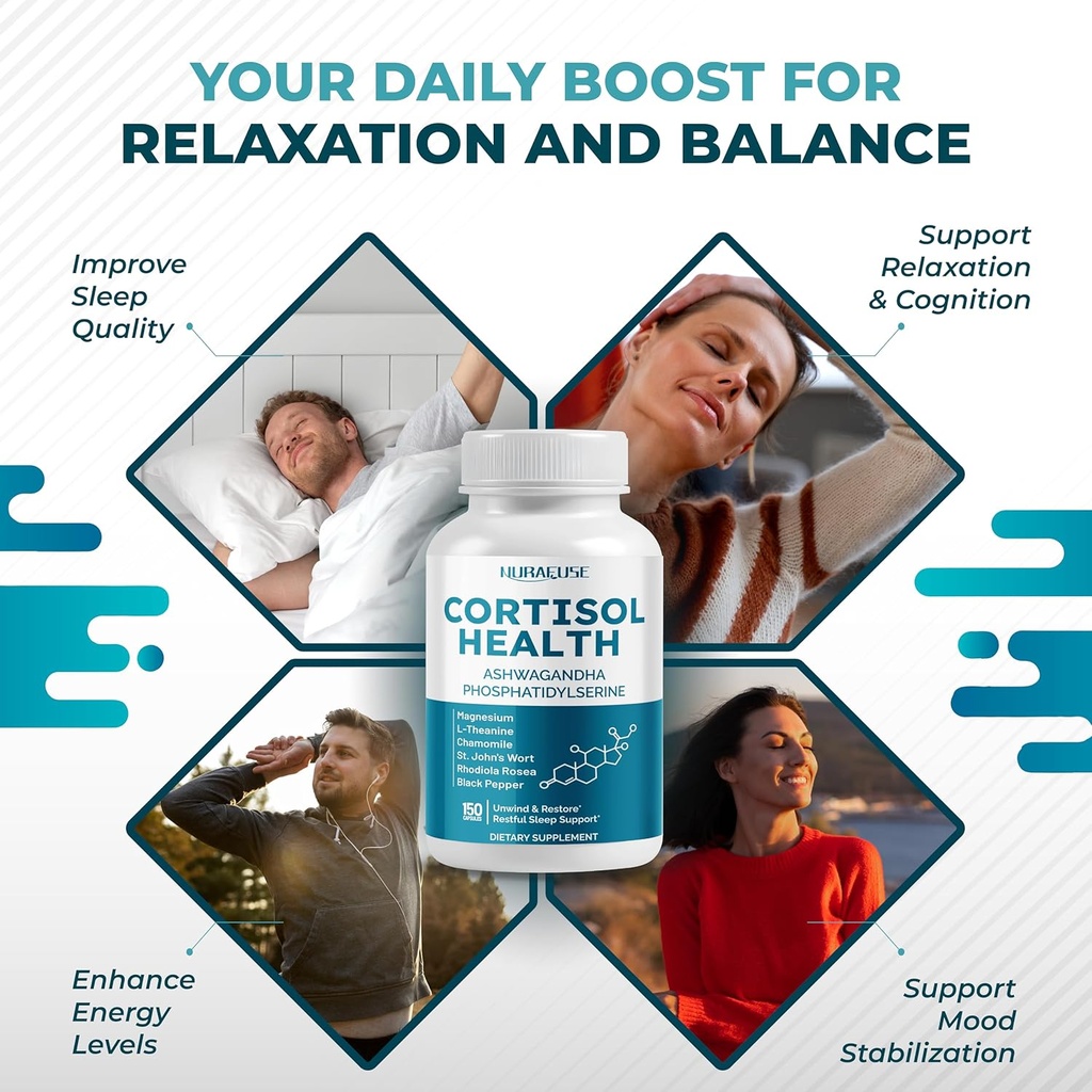 CORTISOL Health Ashwagandha 15-in-1 Supplement with Magnesium Phosphatidylserine L-Theanine Chamomile Rhodiola Rosea Licorice Holy Basil - Made in The USA 6