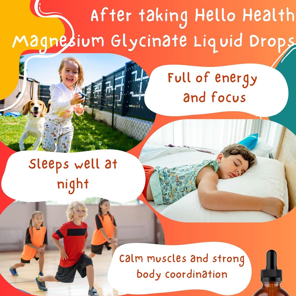 Kids Magnesium Glycinate Liquid Drops – Sugar Free Liquid Magnesium Drops, Happy Calm for Kids Calming Supplement Complex – Magnesium for Children & Nighttime Sleep, Pineapple Flavor 2 Fl Oz. 6