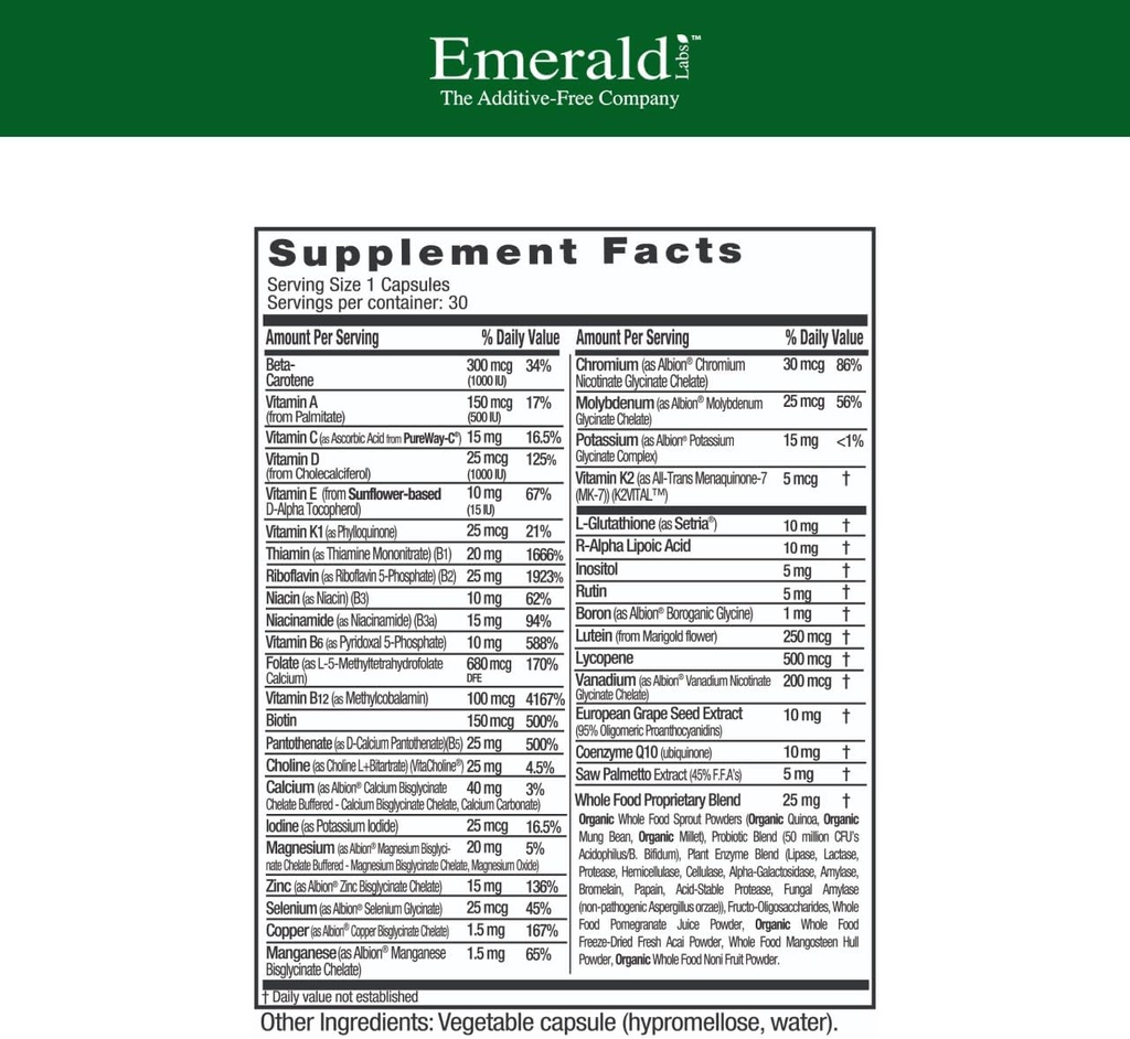 EMERALD LABS Men's 45+ 1-Daily Multi - Made with Saw Palmetto, Lycopene & More for Heart, Bone & Immune Support* - Gluten-Free - 30 Vegetable Capsules 3