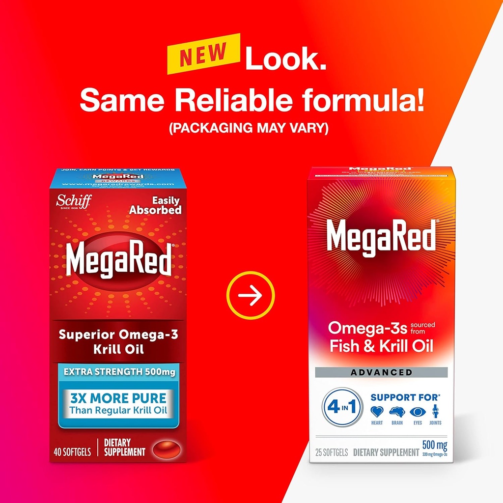 MegaRed Omega-3 Krill Oil 500mg Extra Strength softgels (40 Count in a Box) - Krill Oil No Fishy Aftertaste 3
