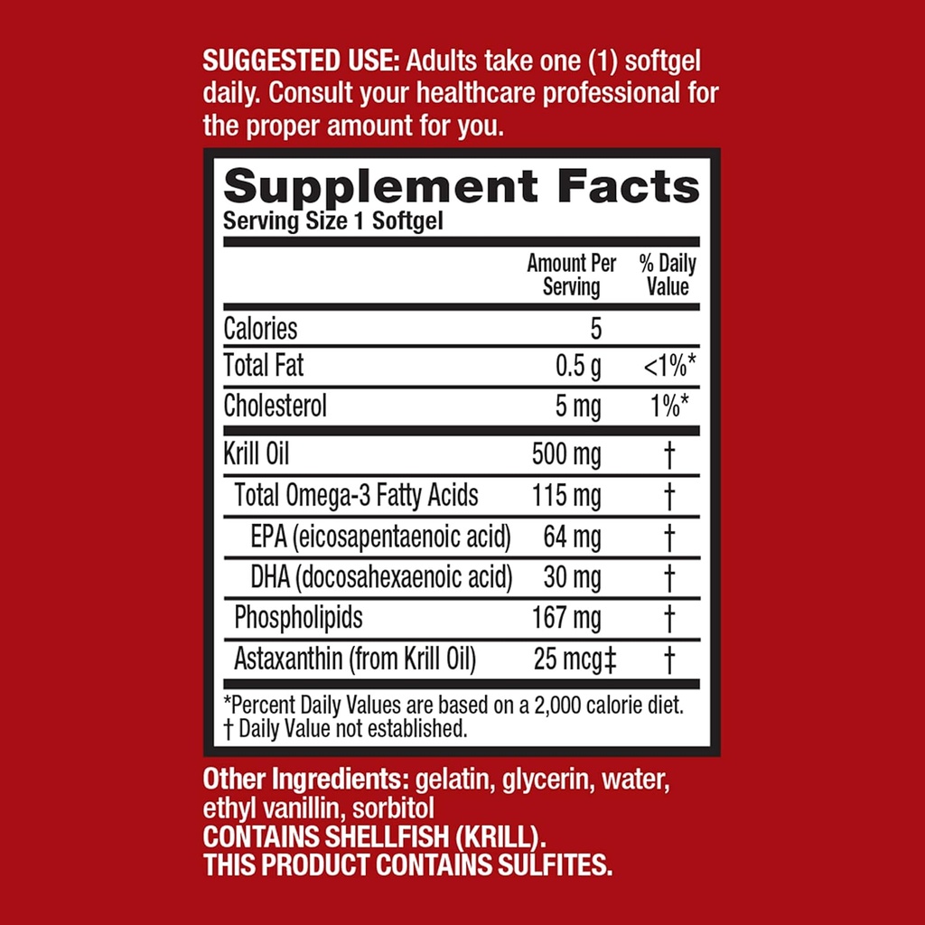 MegaRed Omega-3 Krill Oil 500mg Extra Strength softgels (40 Count in a Box) - Krill Oil No Fishy Aftertaste 4