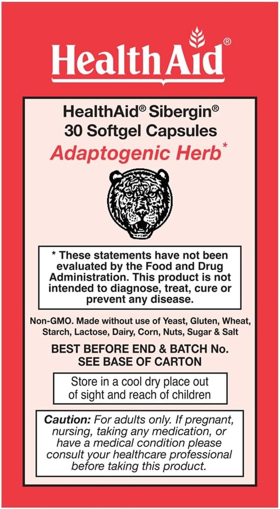 HealthAid Sibergin, Siberian Eleuthero, 30ct, Once Daily, Soft Gel Capsules Helps Combat Stress and Fatigue, Promotes Stamina and Endurance 3