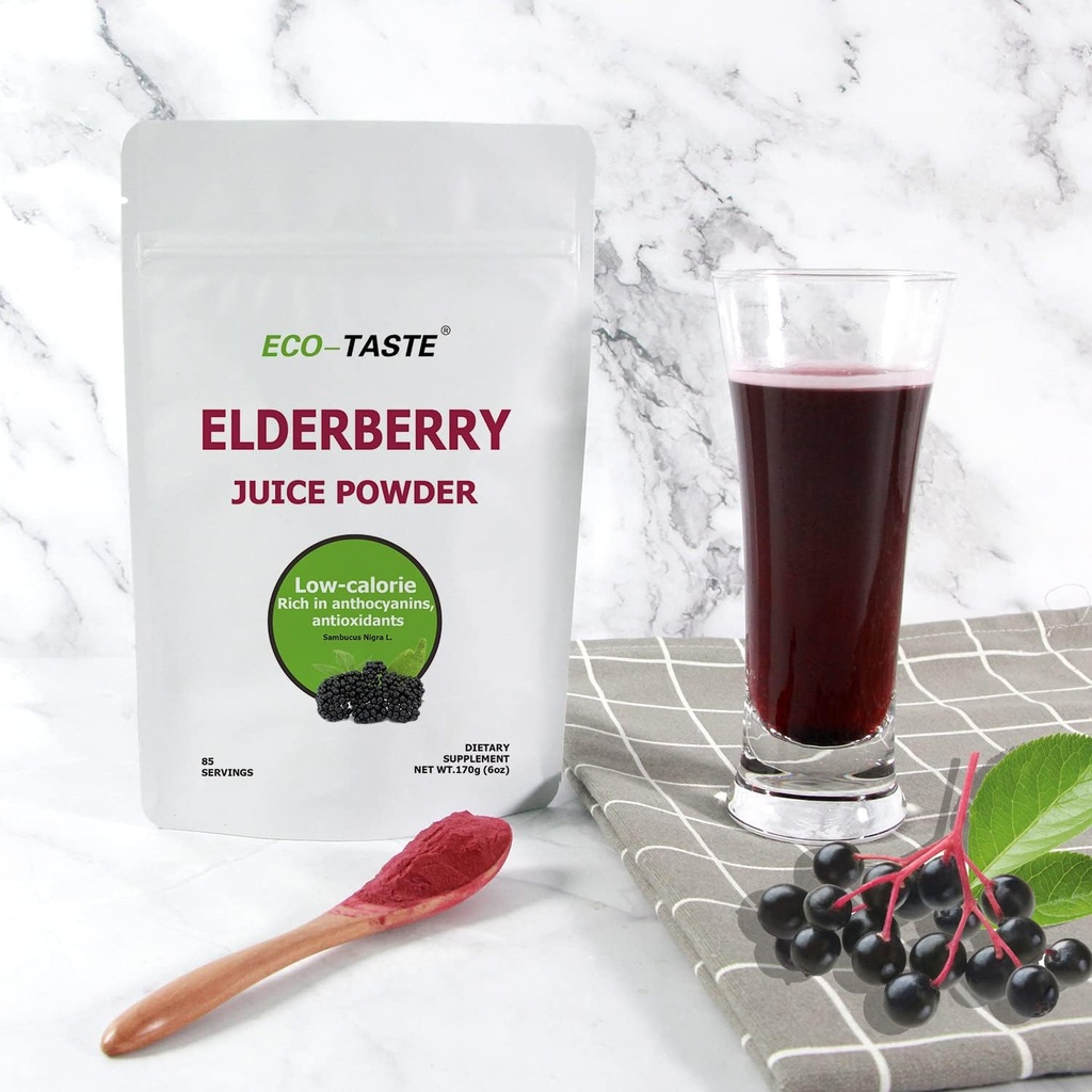ECO-TASTE Elderberry Juice Powder, Supports Healthy Immune System, Non GMO and Vegan Friendly, 170g 4
