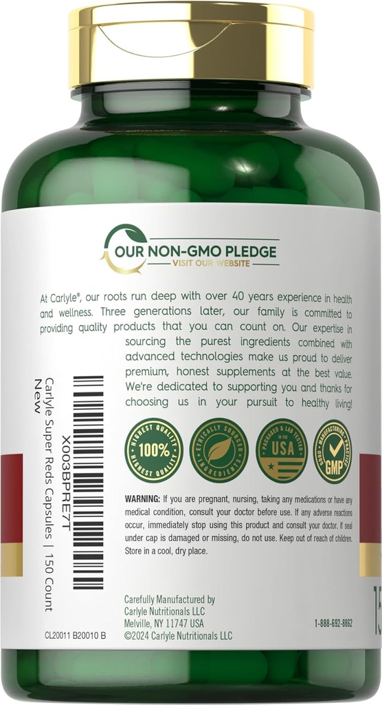 Carlyle Super Reds Capsules | 150 Count | Superfoods Supplement | Vegetarian & Non-GMO 4