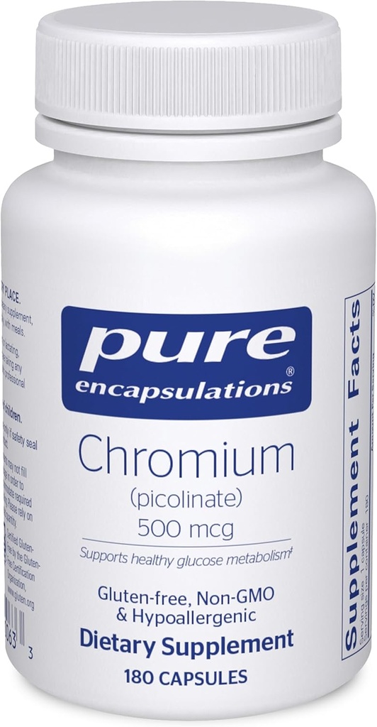 Pure Encapsulations Chromium (Picolinate) 500 mcg - for Lipid & Carbohydrate Metabolism* - Mineral Supplement - Superior Absorption Chromium Supplement - Vegan & Gluten Free - 180 Capsules 2