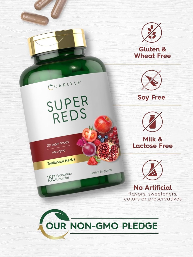 Carlyle Super Reds Capsules | 150 Count | Superfoods Supplement | Vegetarian & Non-GMO 6