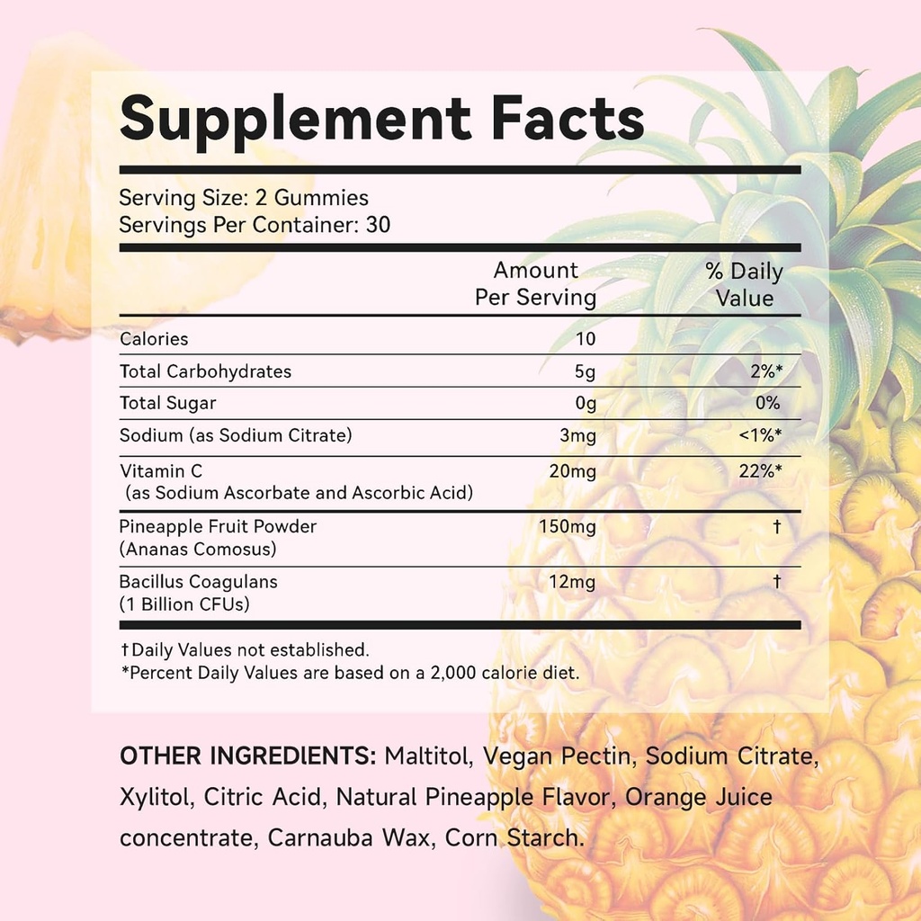 Premium Feminine Balance Gummies for Women's Immune Health, Hawaiian Pineapple Gummies Support PH Balance & Vaginal Health, Vegan, Gluten-Free, 60 Gummies 3