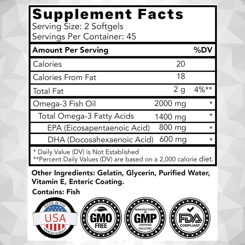 tnvitamins Burpless Omega-3 Fish Oil: 2000mg - 90 Softgels | 1400mg Total Omega-3 Fatty Acids (800mg EPA & 600mg DHA) | Enteric Coated Burpless Ultra Potent Fish Oil | Supports Heart Health 4