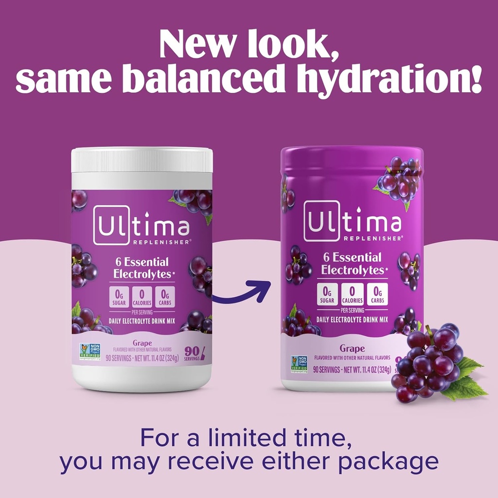 Ultima Replenisher Daily Electrolyte Powder Drink Mix – Sugar Free – Grape, 90 Servings – Hydration Powder with 6 Key Electrolytes and Trace Minerals – Keto Friendly, Vegan, Non-GMO 5