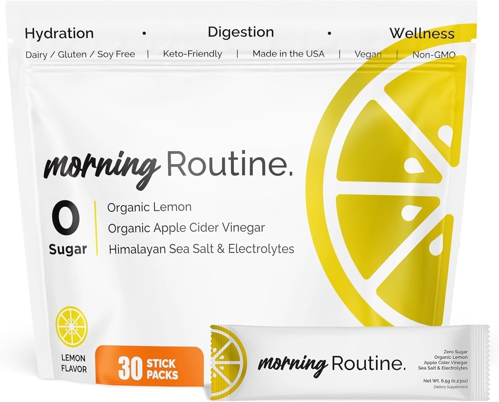 ROUTINE Morning Daily Hydration | Electrolyte Powder Packets with Apple Cider Vinegar, Lemon, and Sea Salt | Keto & Paleo-Friendly Electrolyte Drink Mix (30 Pack) 2