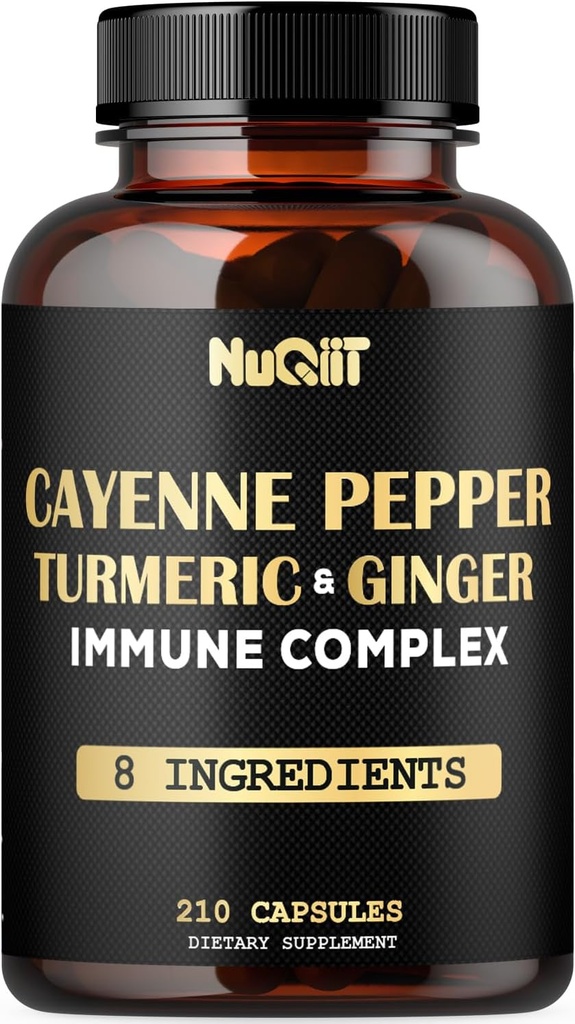 210 Pills - Cayenne Pepper Capsules Organic with Turmeric, Ginger, Immune Support Complex as Elderberry, Echinacea, Garlic Bulb - Digestion, Heart Health & Body Management 2