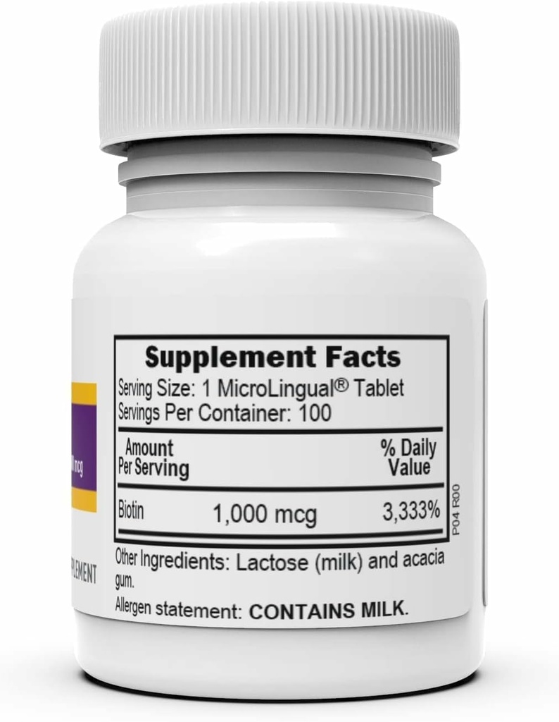 Superior Source Biotin 1000 mcg. Under The Tongue Quick Dissolve MicroLingual Tablets, 100 Count, Supports Healthy Hair, Skin, and Nail Growth, Helps Support Energy Metabolism, Non-GMO 5