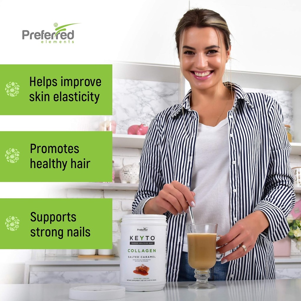 Keto Collagen Protein Powder with MCT Oil – Keto and Paleo Friendly Pure Grass Fed Pasture Raised Hydrolyzed Collagen Peptides KEYTO Salted Caramel Flavor 4