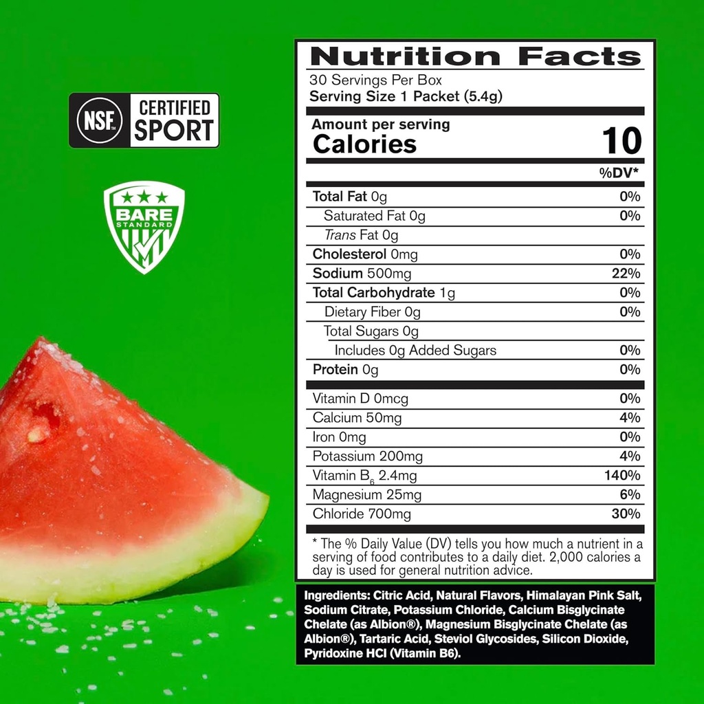 BARE PERFORMANCE NUTRITION BPN Electrolytes Go Packs Hydration Drink Mix | Sugar Free Electrolyte Powder | 500mg Sodium per Serving | Naturally Sweetened | Salted Watermelon, 30 Servings 3