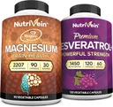 Nutrivein Premium Magnesium L-Threonate & Resveratrol Supplement Bundle: High-Absorption Magnesium Threonate and Resveratrol Capsules for Repair, Defenses, & Vitality 2