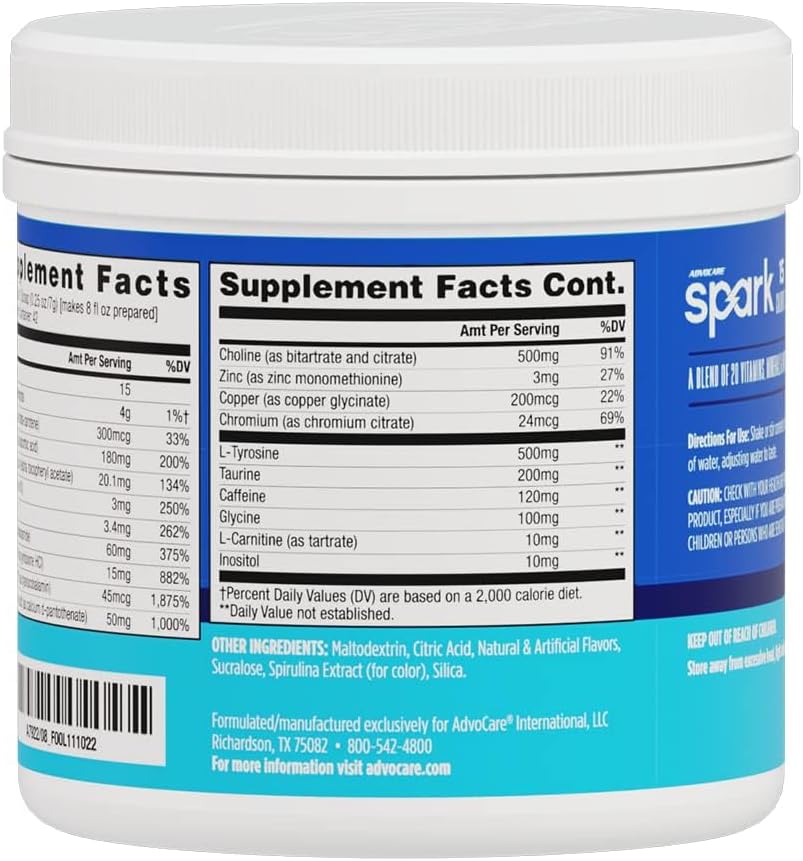 AdvoCare Spark - Energy Drink Mix - Vitamin & Amino Acid Supplement - Supports Energy & Focus - Portable Immune Support - Sugar-Free - Blue Raspberry (10.5 oz) 4
