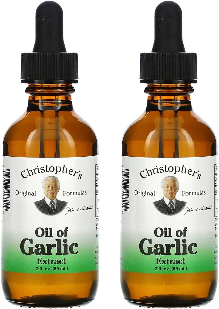 Christopher's Original Formulas Oil of Garlic Extract 2 Ounces - Pack of 2 - Premium Herbal Supplement - Cold-Pressed & Pure Liquid Garlic Oil | Versatile Use 2