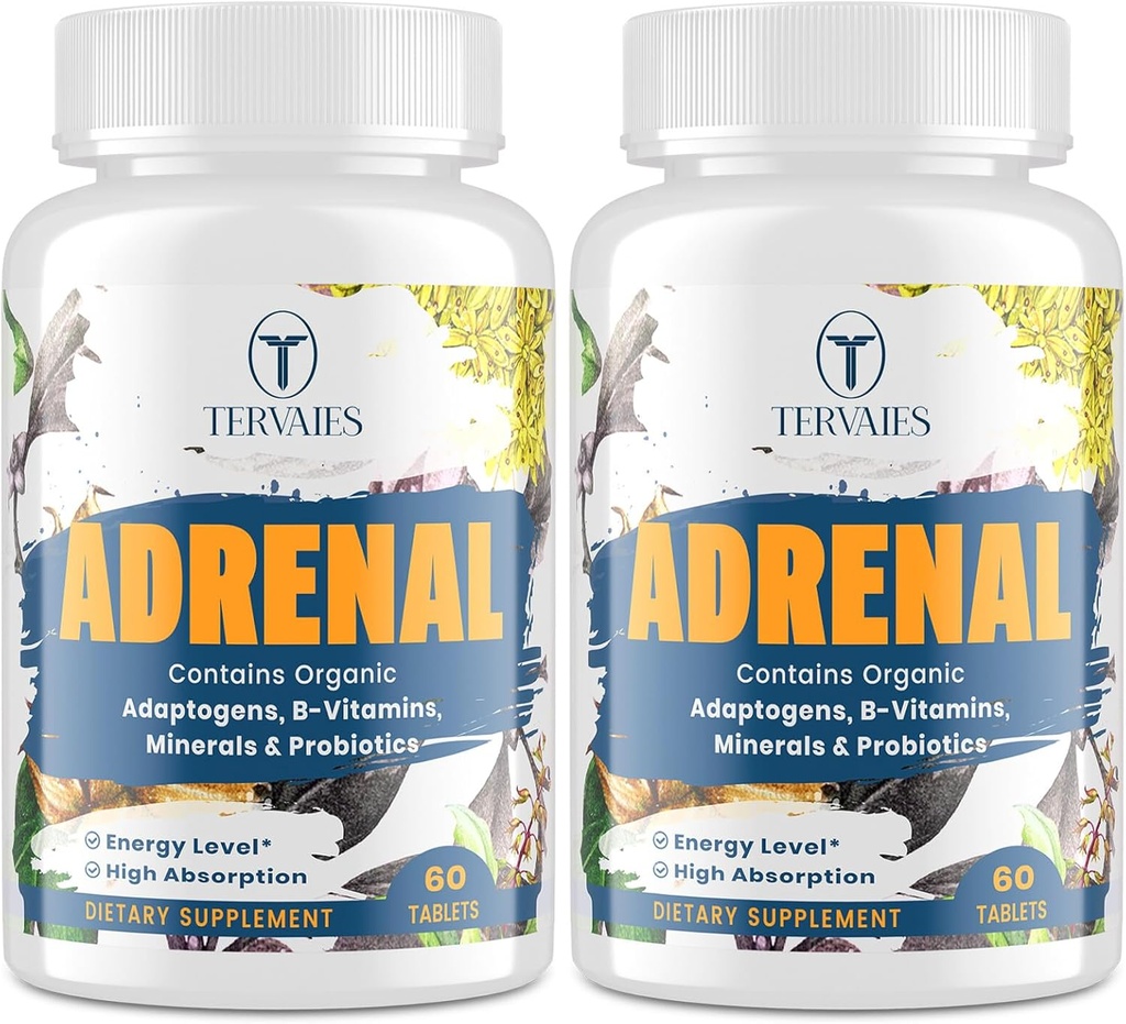 Adrenal Support Adaptogens Herbs Supplements - Cortisol Supplement with Rhodiola Rosea, Ashwagandha, Holy Basil and Eleuthero-Mood and Energy Support for Women & Men-Non-GMO, 120 Vegan Tablets 2