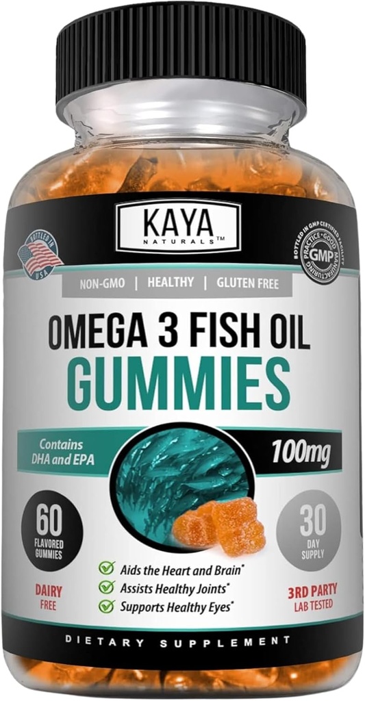 Kaya Naturals Omega 3 Fish Oil Gummies -Fish Oil Supplement with EPA & DHA Fatty Acids - Helps Support Brain, Eye, Heart Health & Immune Support - Non-GMO - 60 Count 2