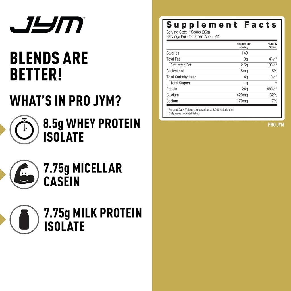 Pro JYM Chocolate Cookie Crunch Protein Powder - Whey Protein Isolates, Casein, & Milk Protein, Lean Muscle Building for Men & Women, JYM Supplement Science, 45 Servings 3