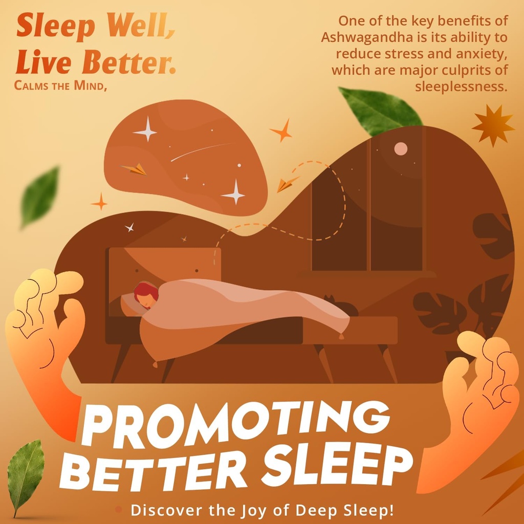 Natural Ashwagandha Capsules 1000mg Herbal Sleep Aid Supplement for Men & Women Adults, Helps Fight Stress Support Energy & Mood, Promote Mind Restfulness - 60 Vegan Capsule 4