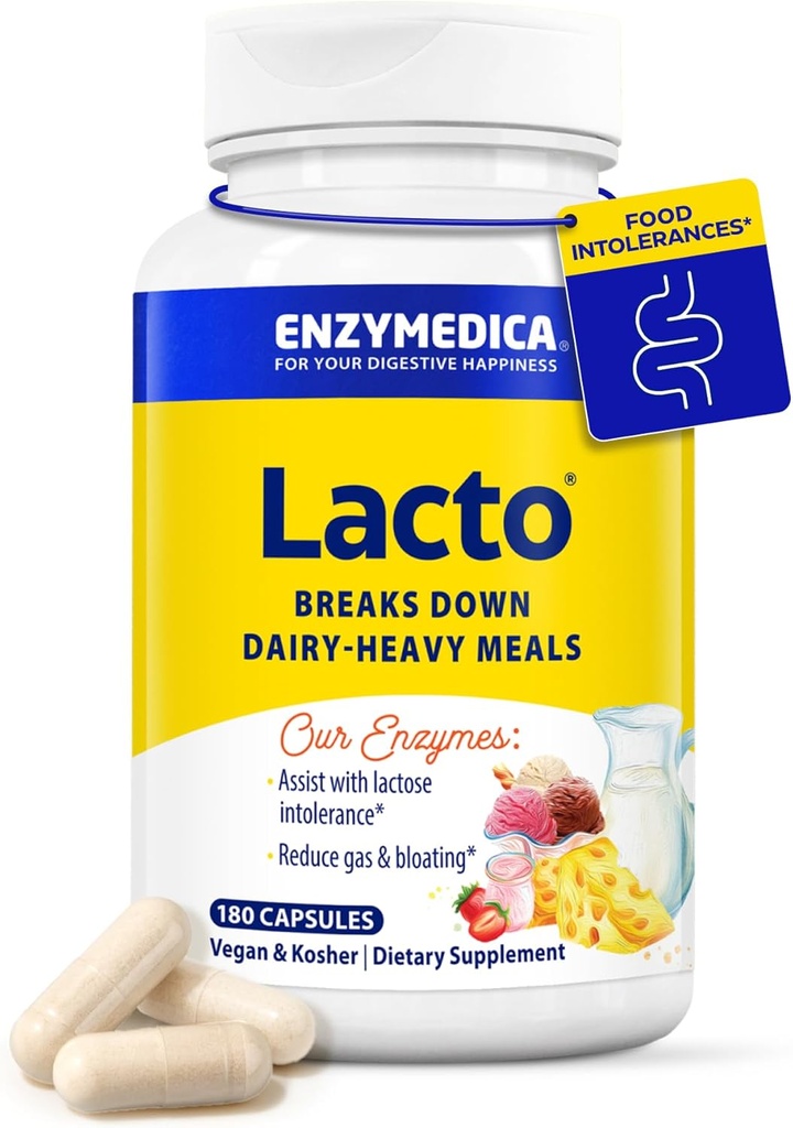 Enzymedica Lacto, Advanced Lactase Pills for Dairy Support, Helps Break Down Lactose, Casein & Fat, Dairy Relief Pills, Vegan, 180 Capsules 2