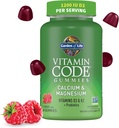 Garden of Life Vitamin Code Calcium Magnesium Gummies with D3 & K2, Supports Bone Health & Bone Strength + Prebiotics & Probiotics for Digestive Support, Non-GMO, Gluten-Free, 60 Raspberry Gummies 2