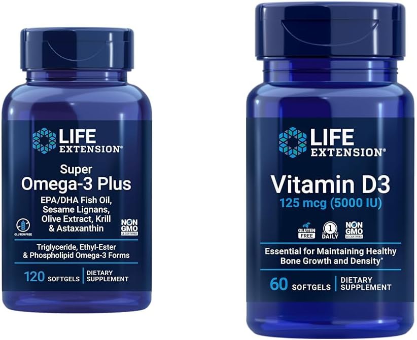 Life Extension Super Omega-3 Plus EPA/DHA Fish Oil, Sesame Lignans & Vitamin D3 125 mcg (5000 IU), Bone Health, Brain Performance 2