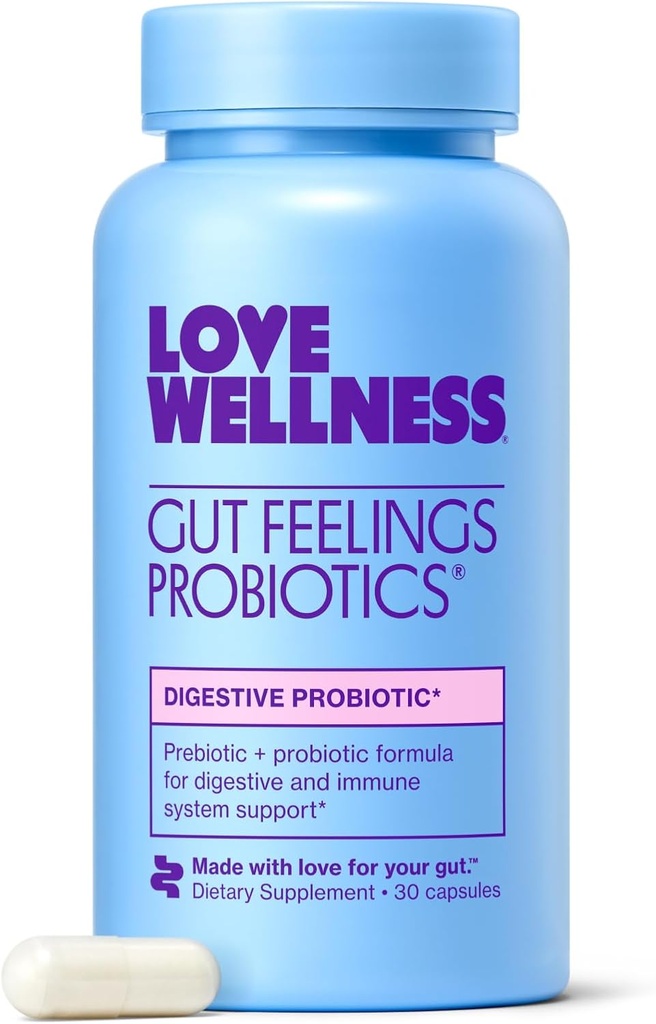 Love Wellness Gut Feelings Probiotic | Gut Health for Women, Digestion Relief & Immune Support Supplement | Womens Probiotic for Gas Relief | 3 Billion CFU | Safe Prebiotic and Postbiotic | 30 Count 2