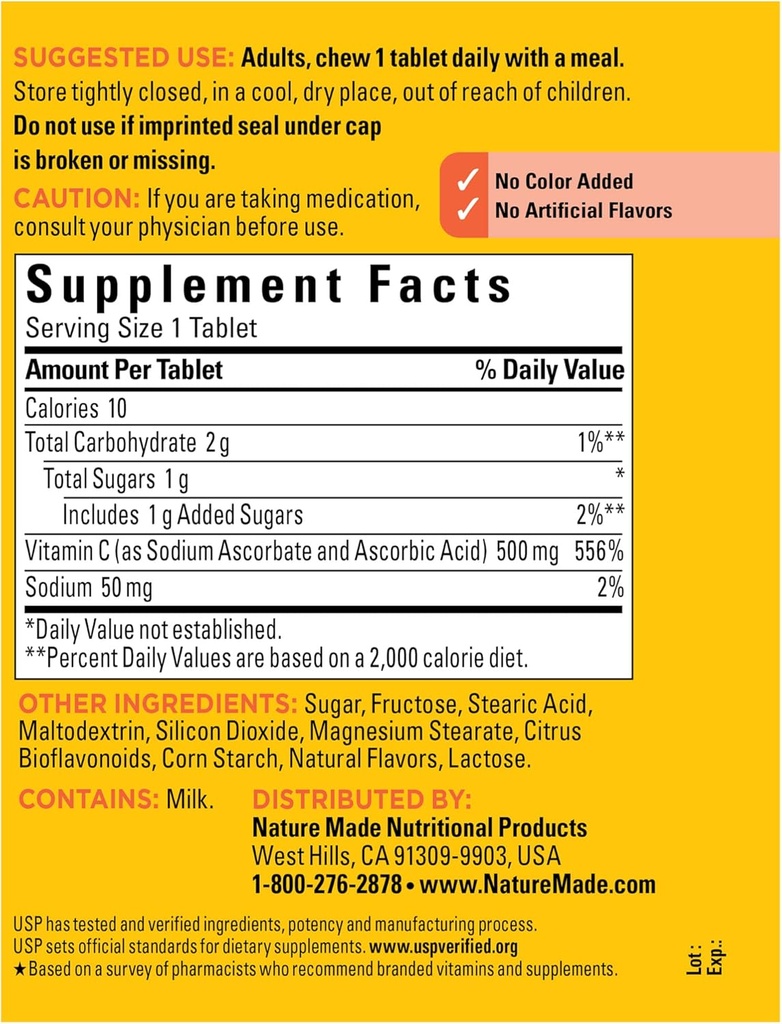 Nature Made Chewable Vitamin C 500 mg Tablets, 150 Count Value Size to Help Support the Immune System (Pack of 3) 4