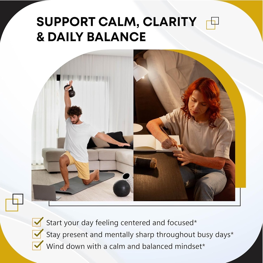 St. John's Wort Rhodiola Rosea Ashwagandha Holy Basil Valerian Chamomile Black Pepper -150 Capsules- Made in USA 3